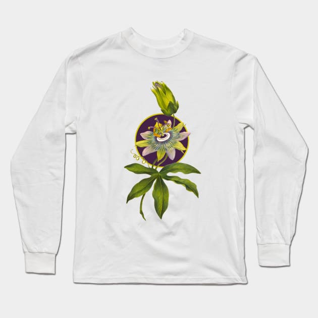 Passion fruit flower Long Sleeve T-Shirt by Marccelus